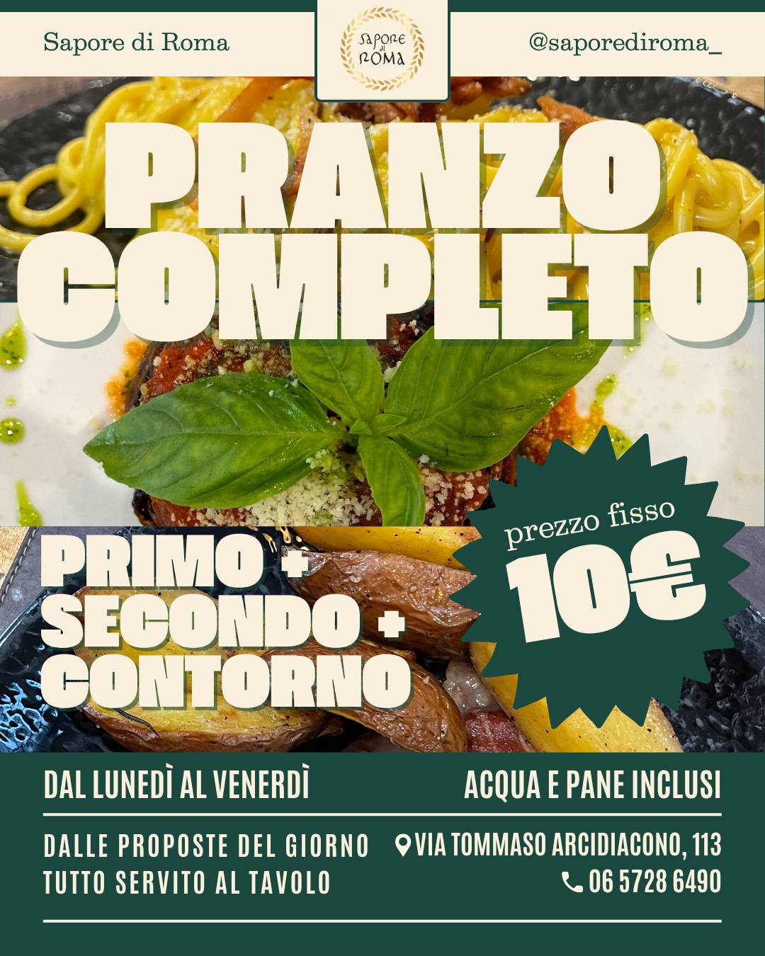 Menu di Sapore di Roma Fonte Meravigliosa 