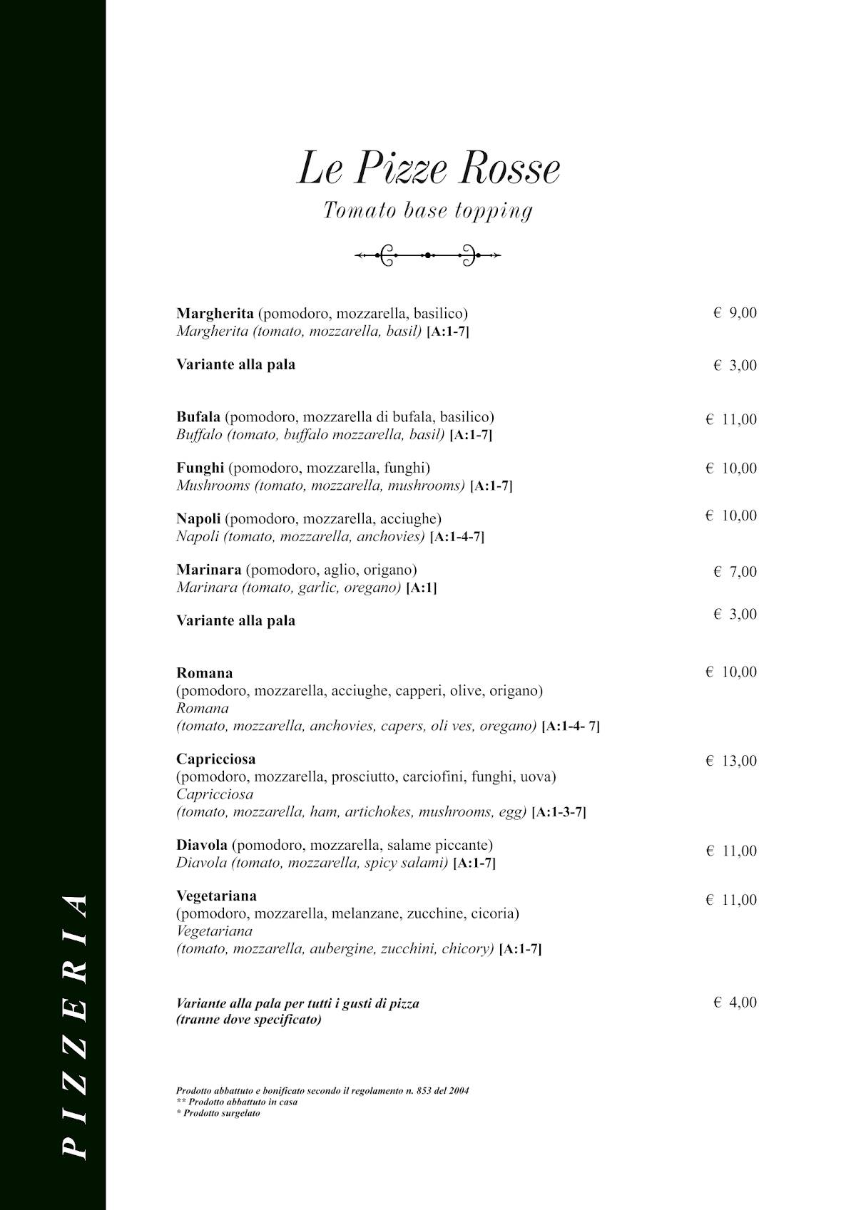 Menu di Taverna Rossini 