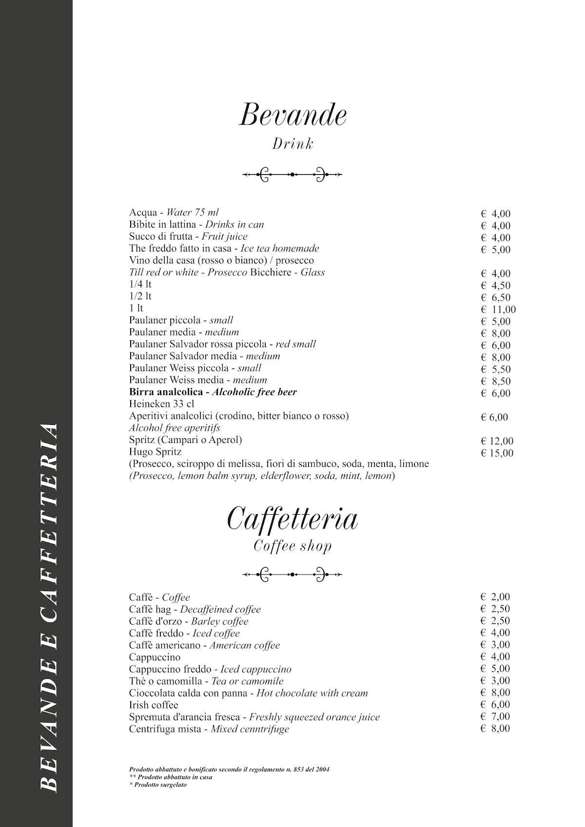 Menu di Taverna Rossini 
