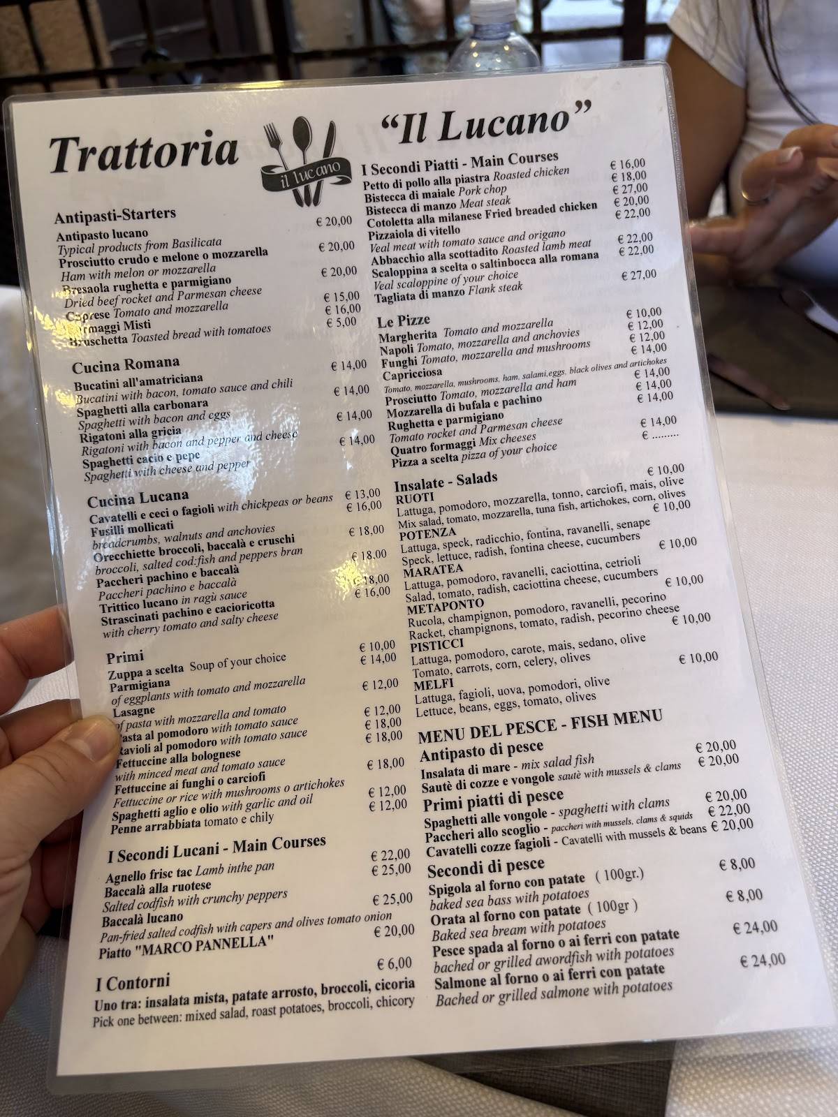 Menu di Trattoria Il Lucano 