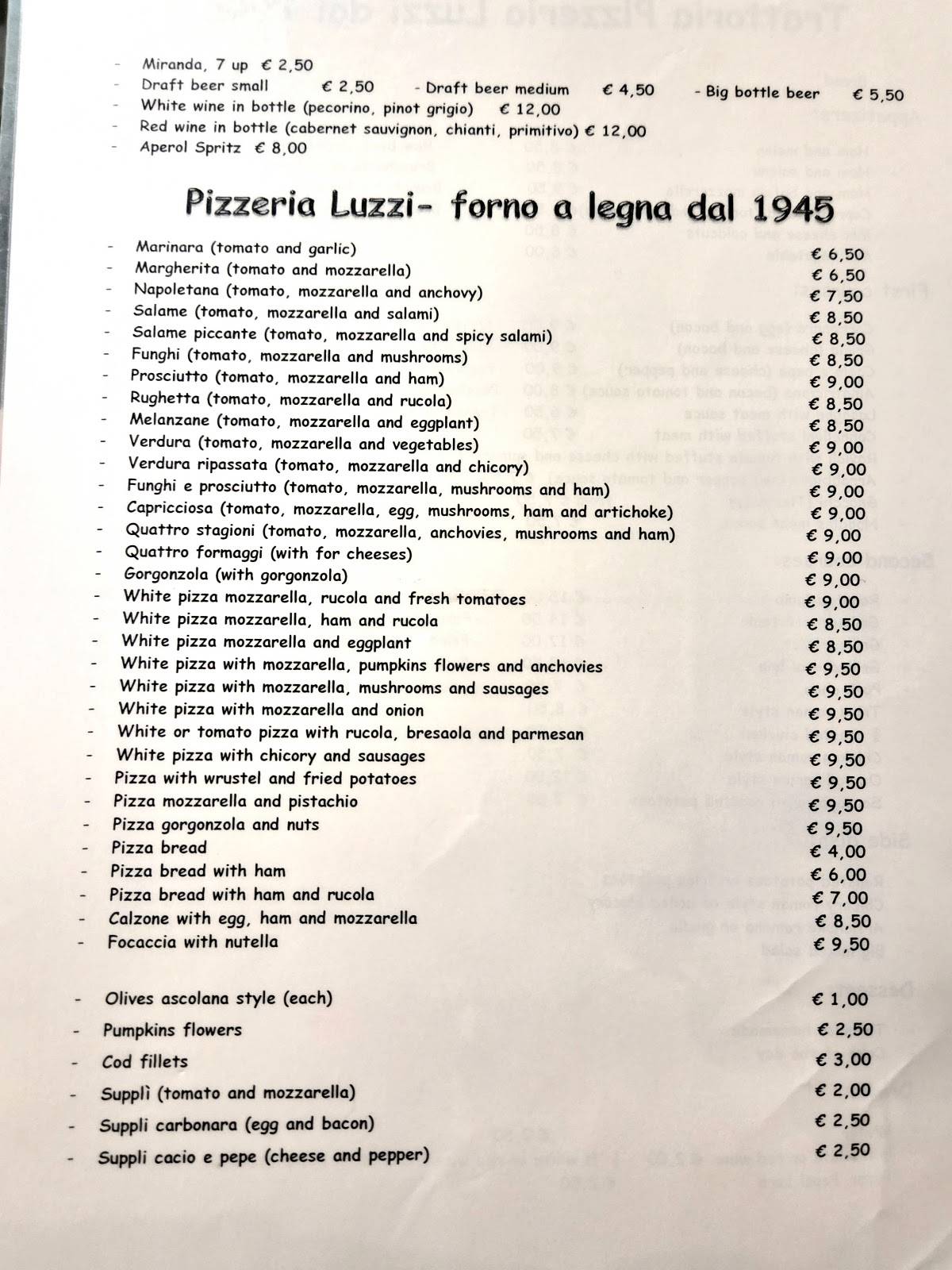 Menu di Trattoria Luzzi 