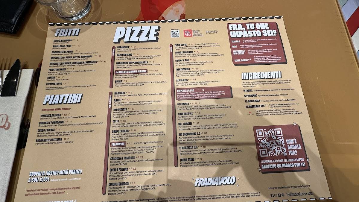 Menu di Fradiavolo Pizzeria - Elnòs Shopping Brescia 