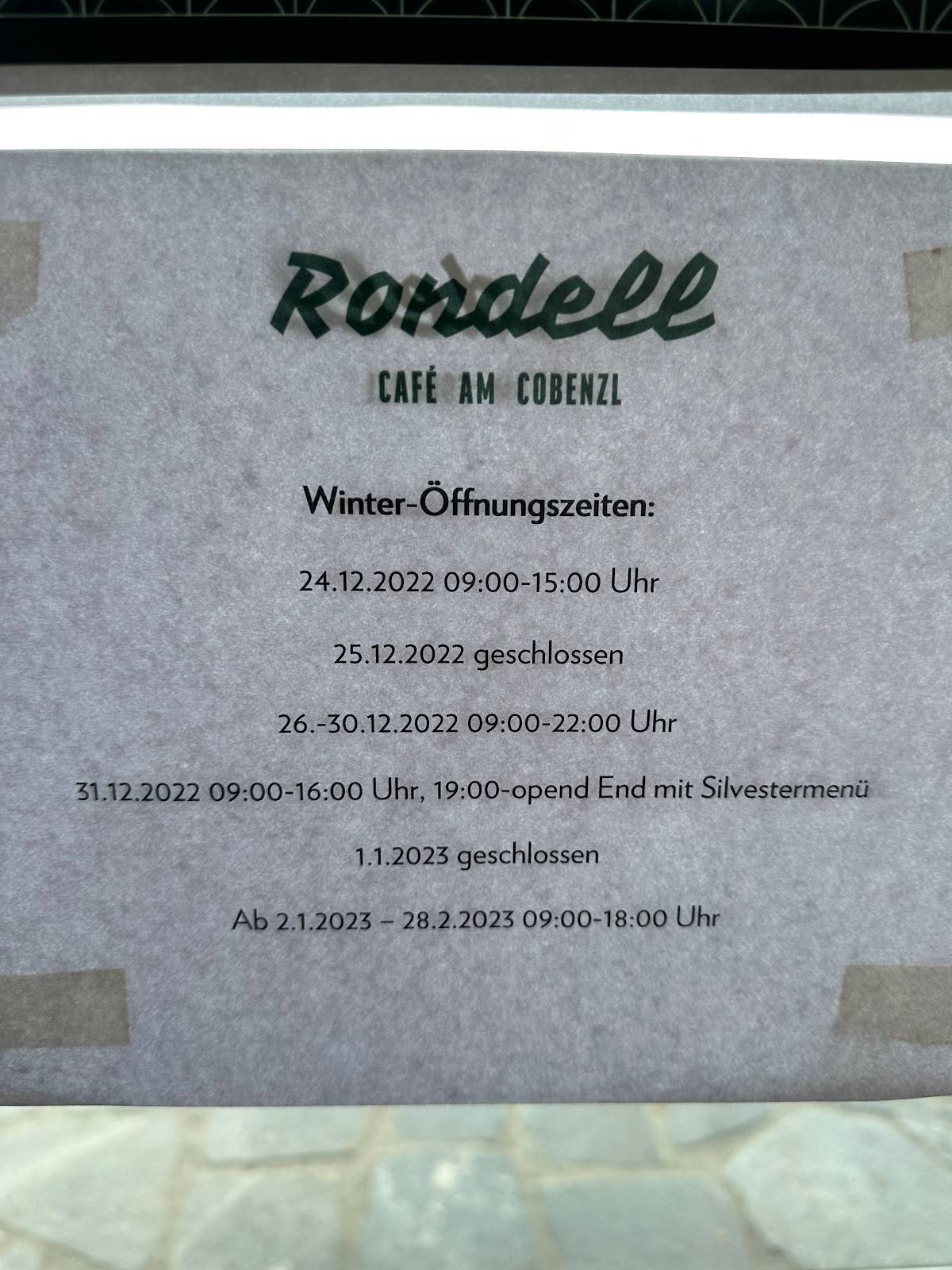 Speisekarte von Rondell Café am Cobenzl restaurant Wien Am Cobenzl 94