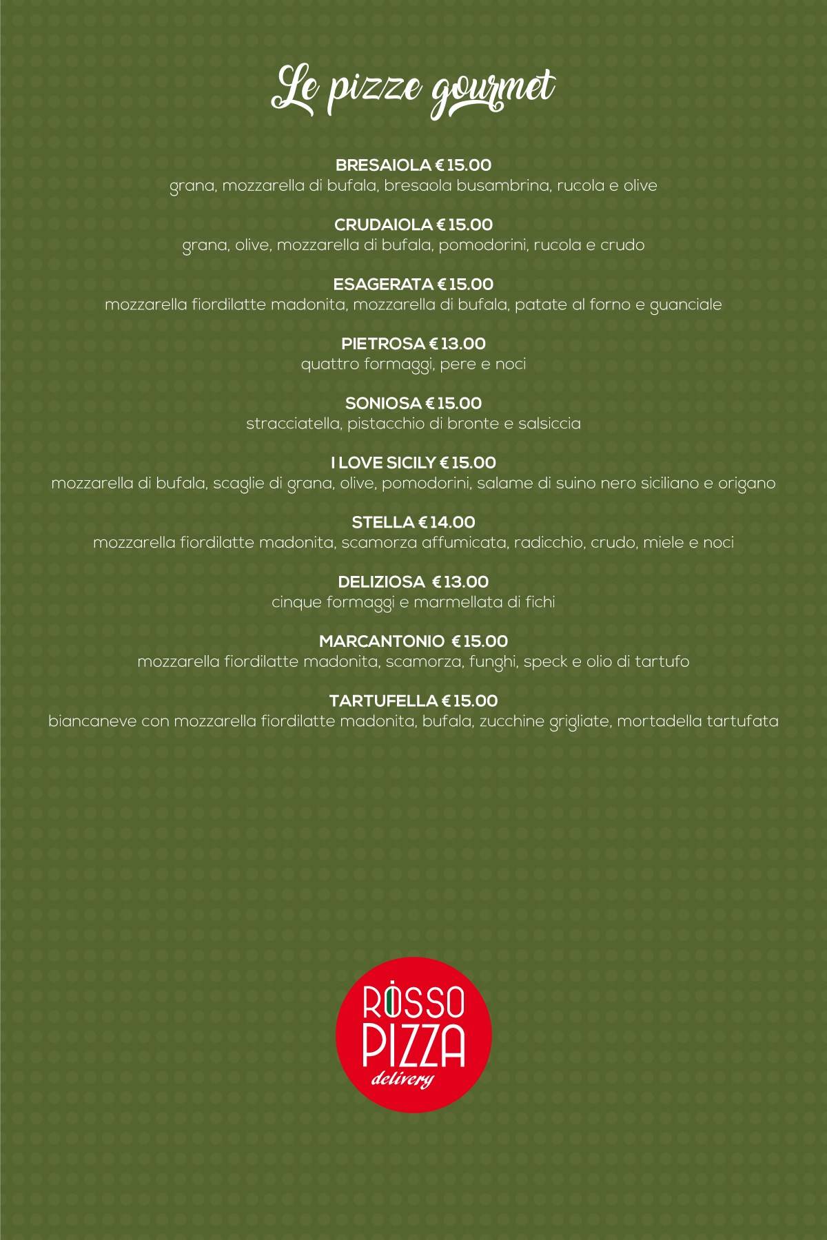 Menu di Rosso Pizza 