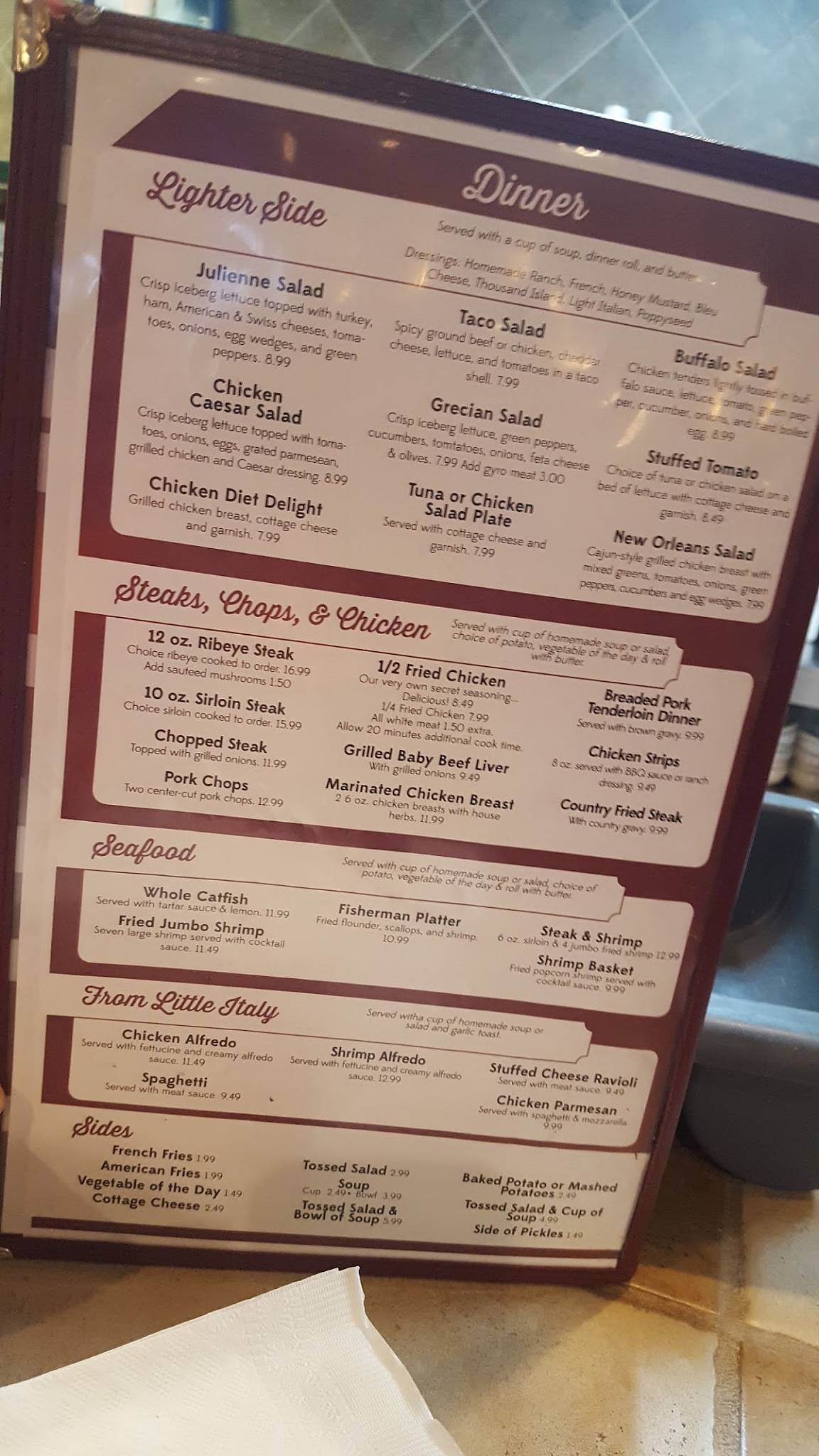 Menu at Round Table Family Restaurant, Centralia