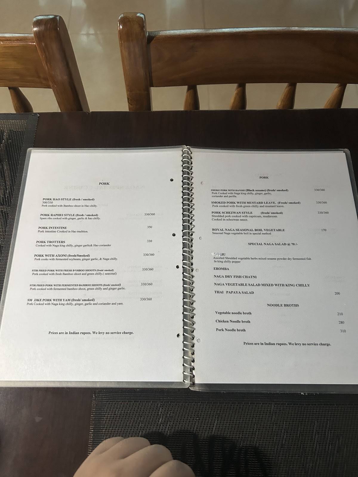 Royal Naga Restaurant menu