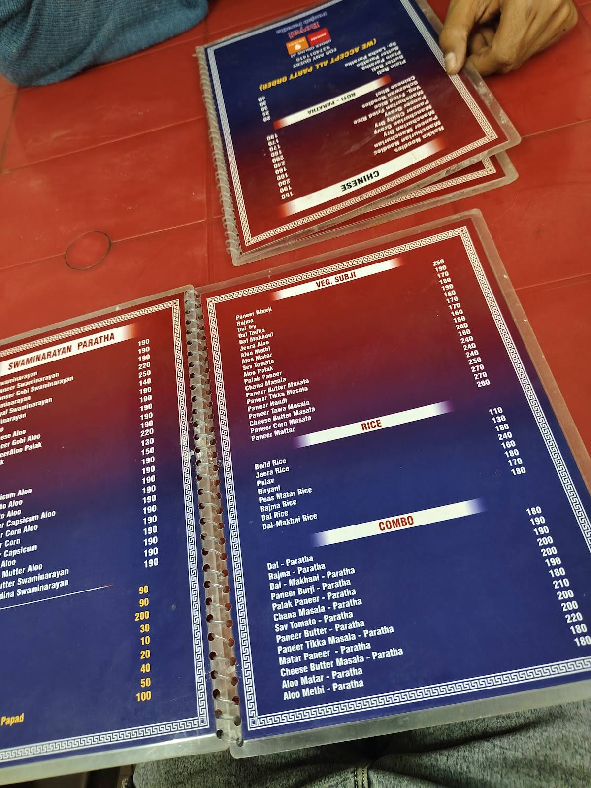 Royal Punjab Paratha menu