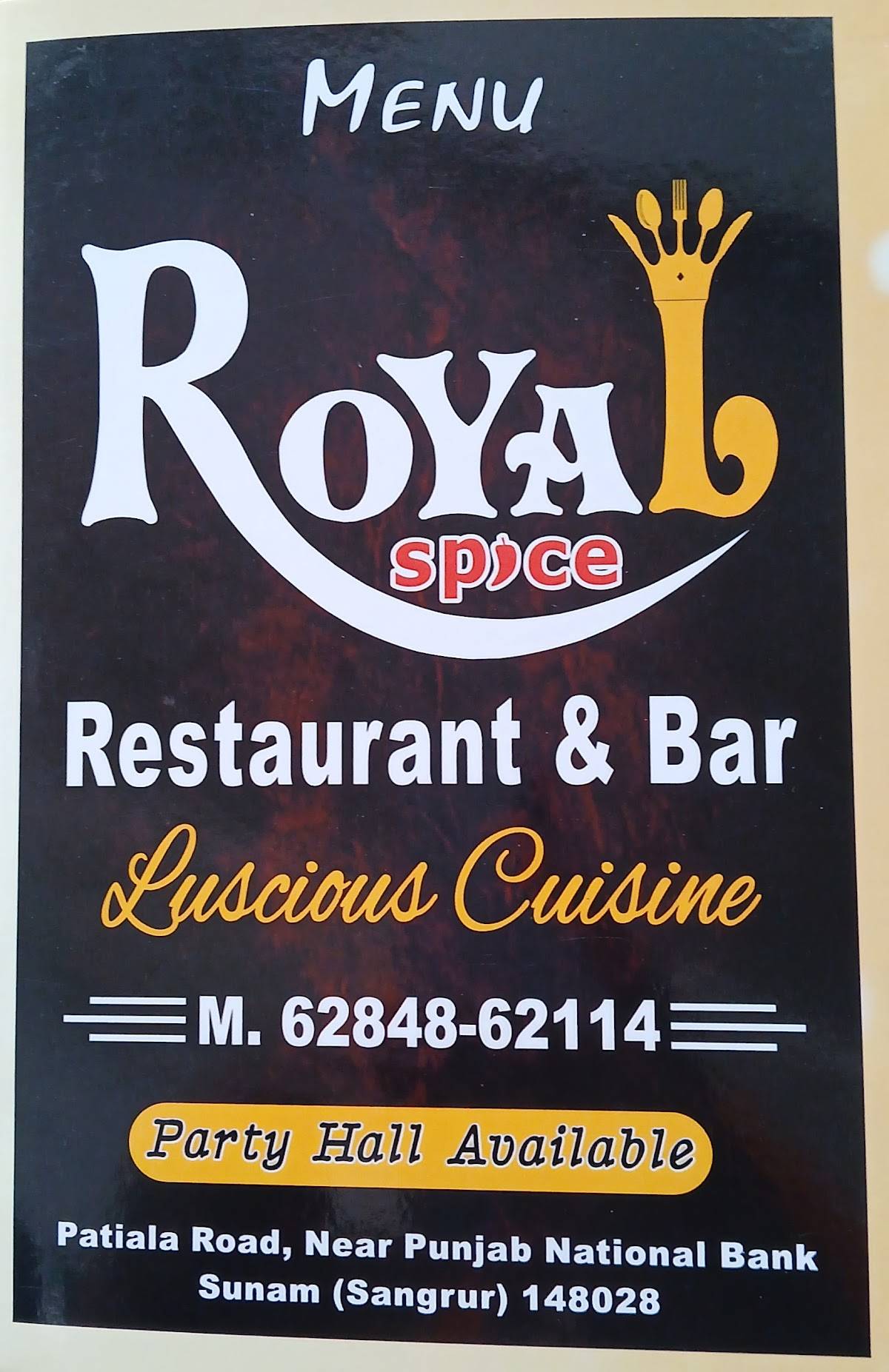 Royal Spice Restaurant menu