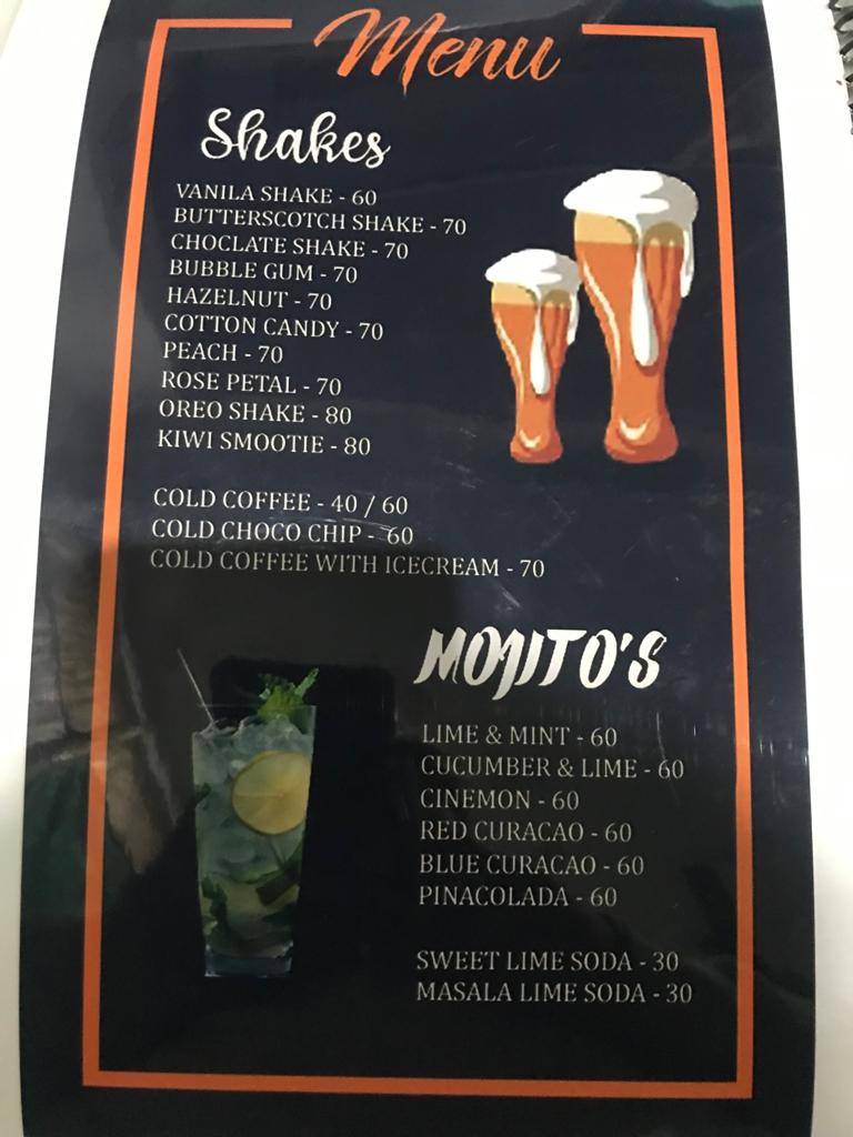 SHAKES & SNACKS menu