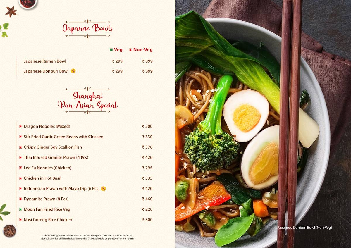 SHANGHAI - FLAVOURS OF CHINA TOWN (Salt Lake) menu