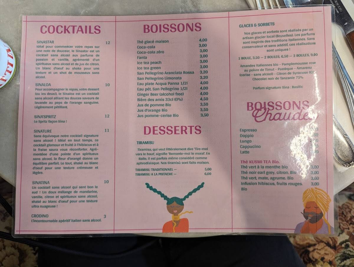 Menu de SINA PASTA - FOREST