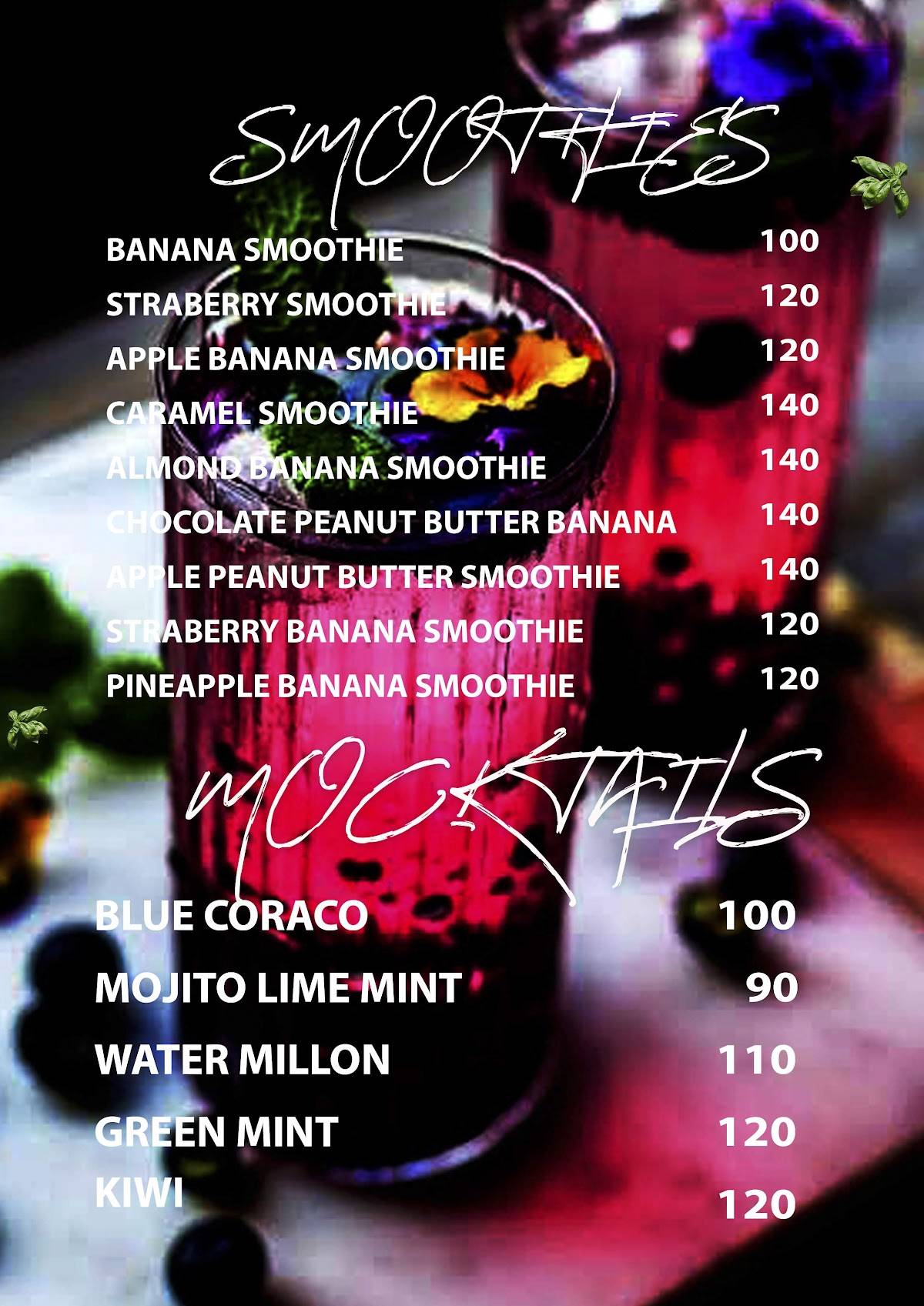 SIP N BITE menu