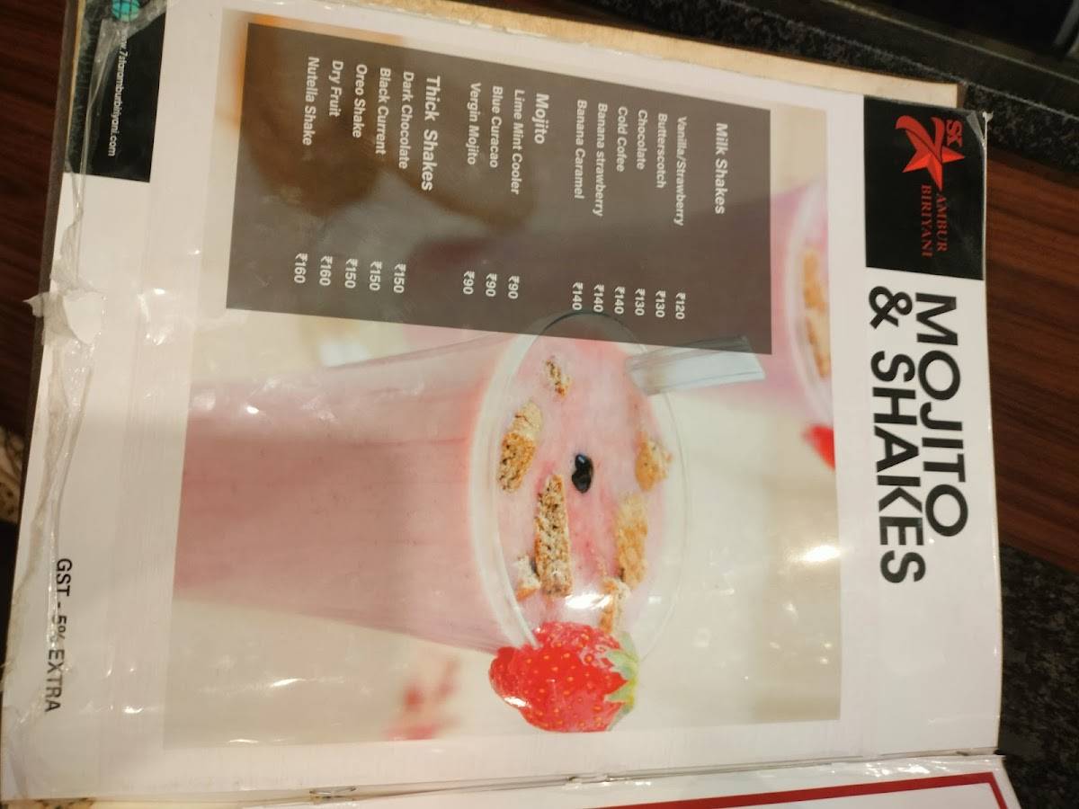 SK 7 Star Ambur Biriyani menu