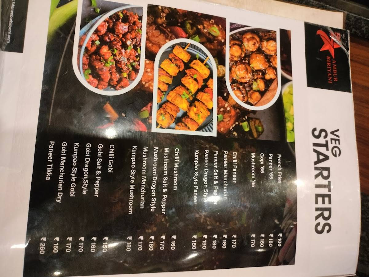 SK 7 Star Ambur Biriyani menu