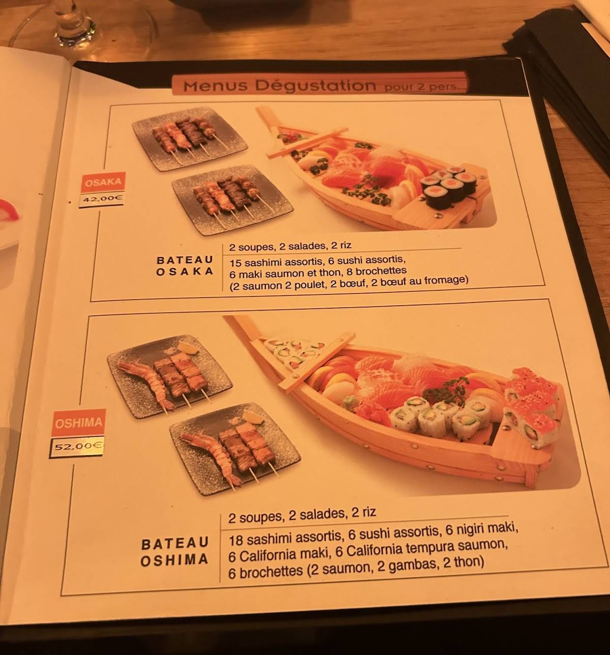 Menu de Sushi H La Rochelle