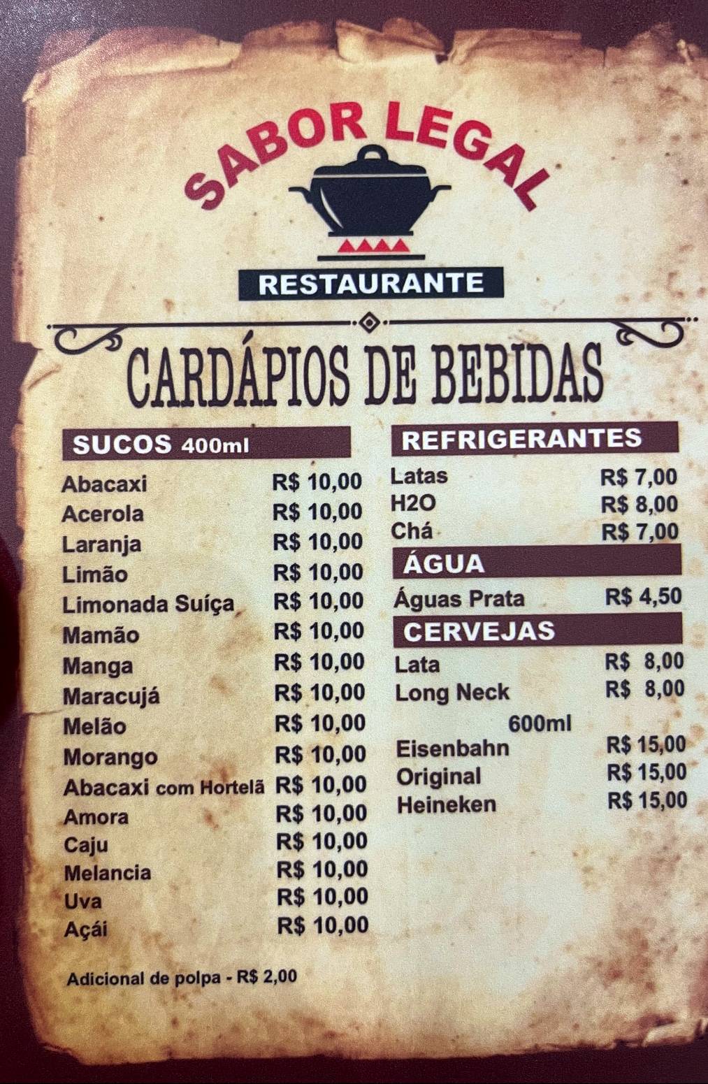 Sabor Legal Restaurante Self Service cardápio