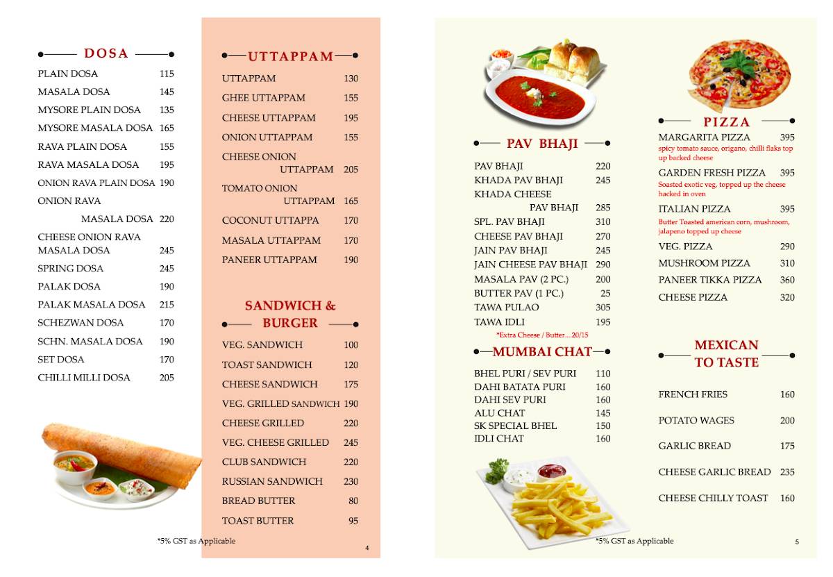 Sai Krishna Restaurant menu