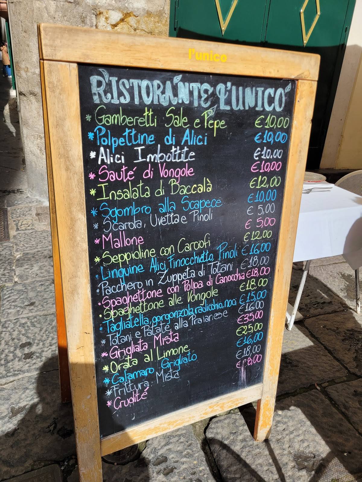 Menu di L'Unico Drink & Food Salerno 