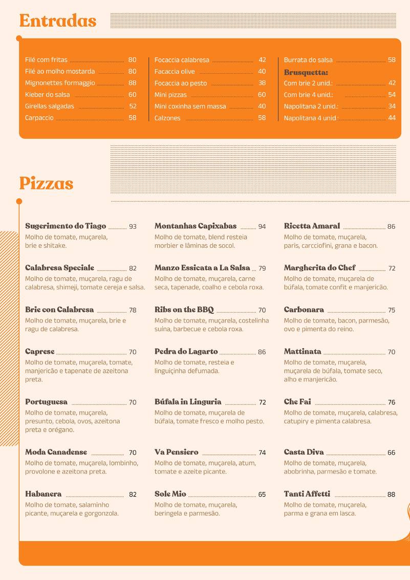 Salsa Pizzaria cardápio