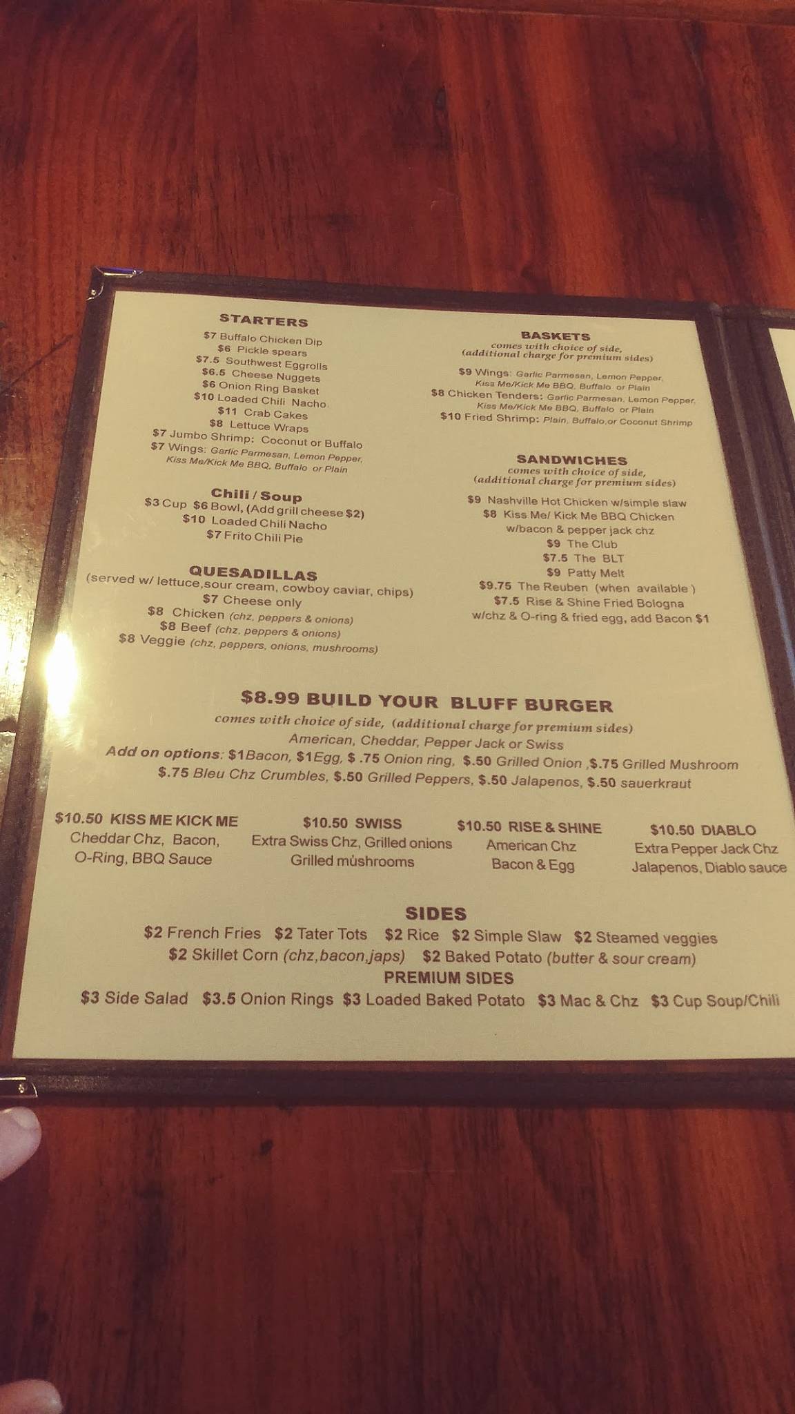 Menu at Salt and Pepper Grill restaurant, White Bluff
