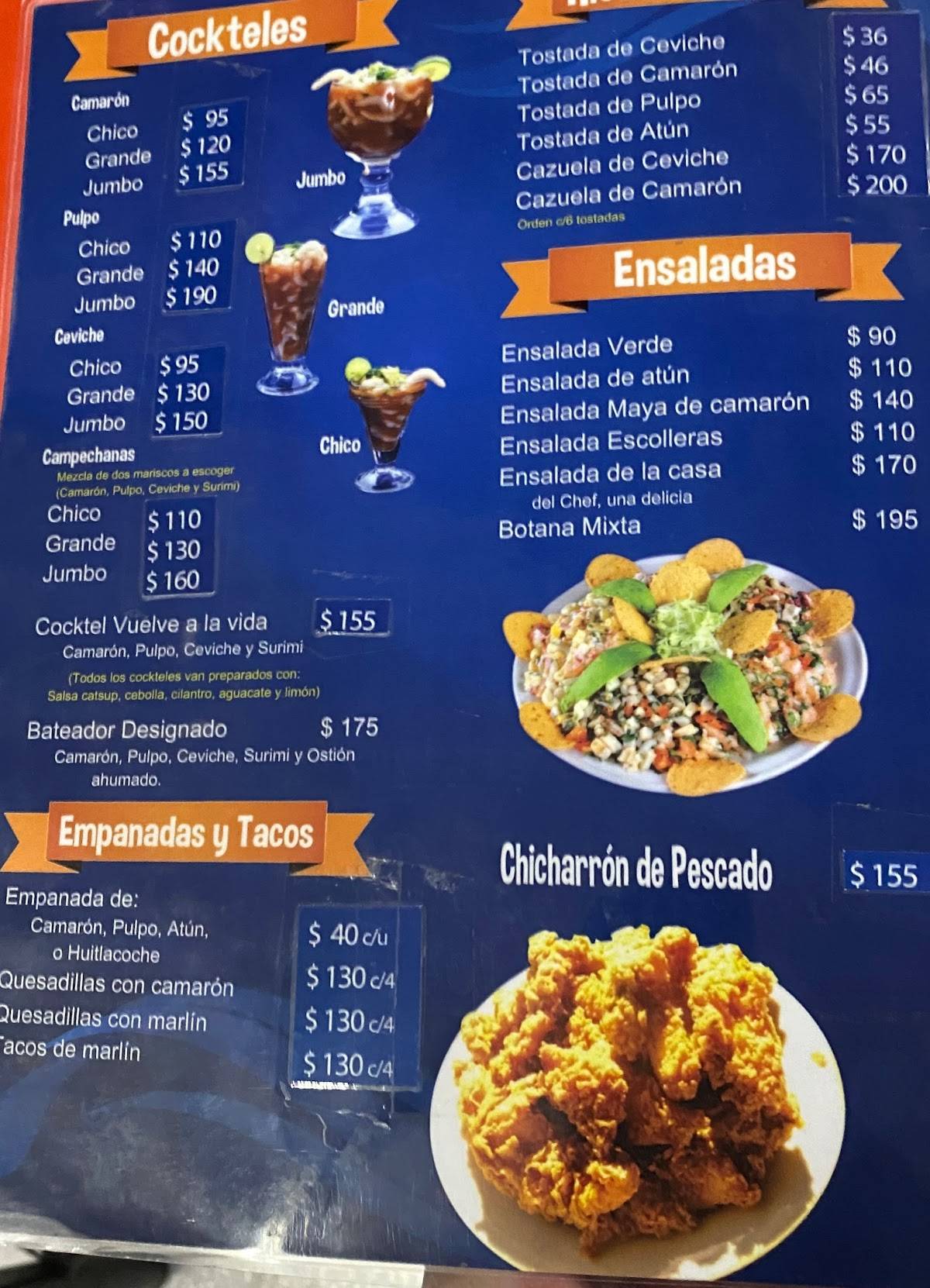Carta del restaurante Las Escolleras, Saltillo, Perif. Luis Echeverría ...