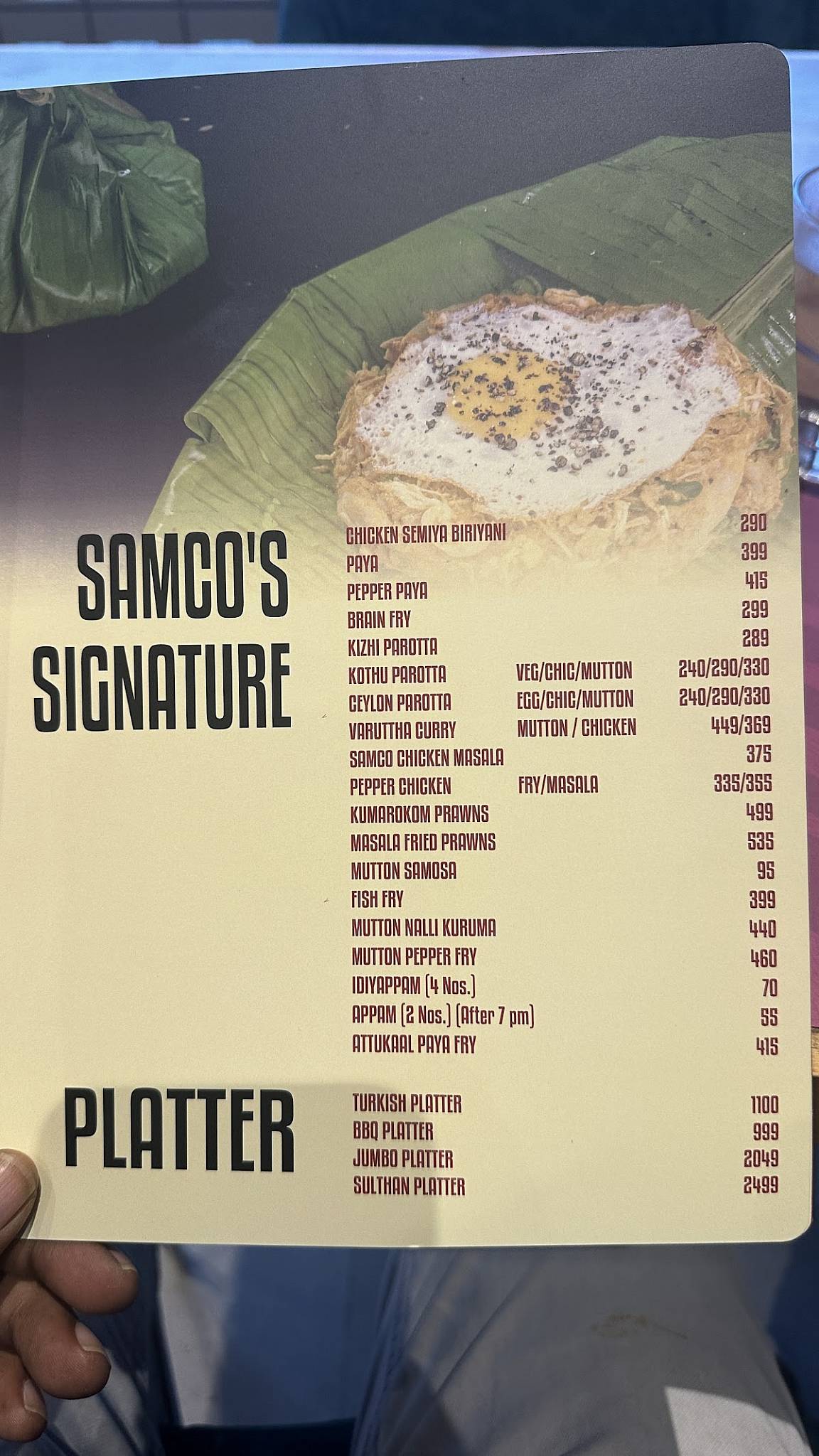 Samco Restaurant Anna Nagar menu