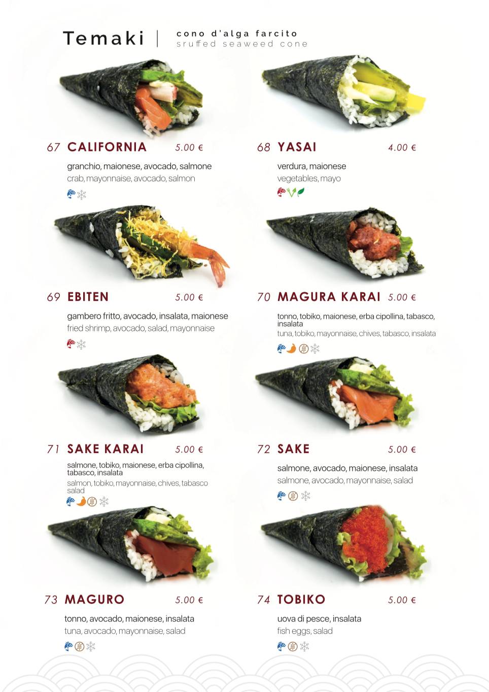 Menu di Samurai Sushi 