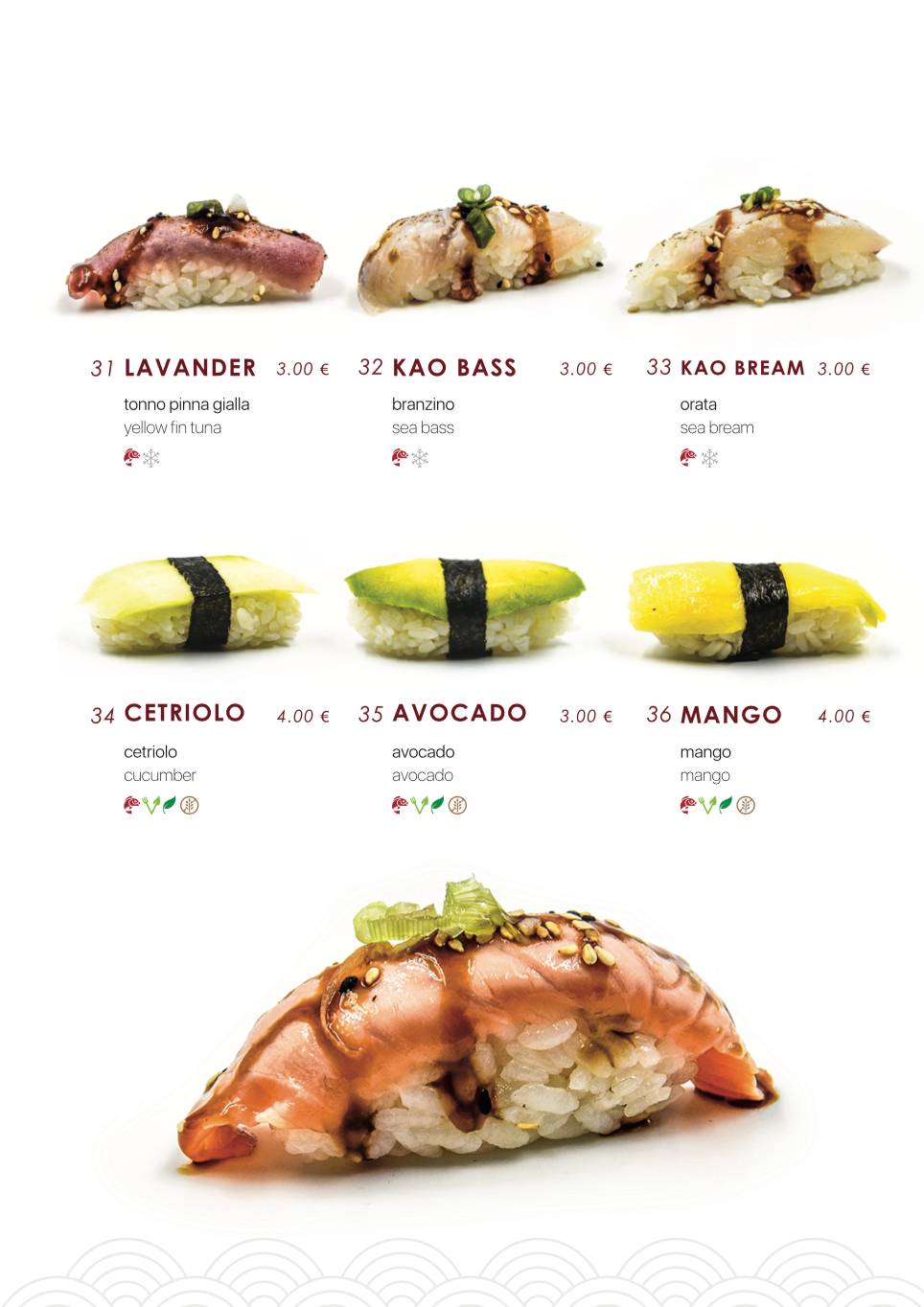 Menu di Samurai Sushi 