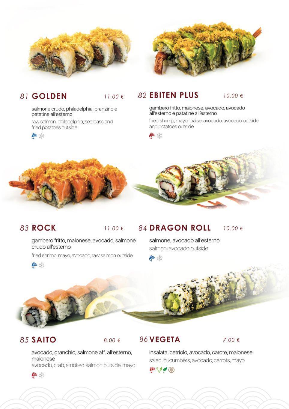 Menu di Samurai Sushi 