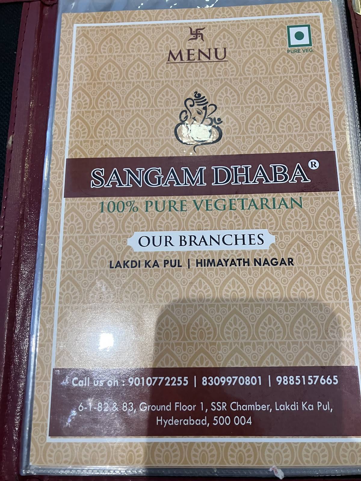 Sangam Dhaba- Lakdikapool menu