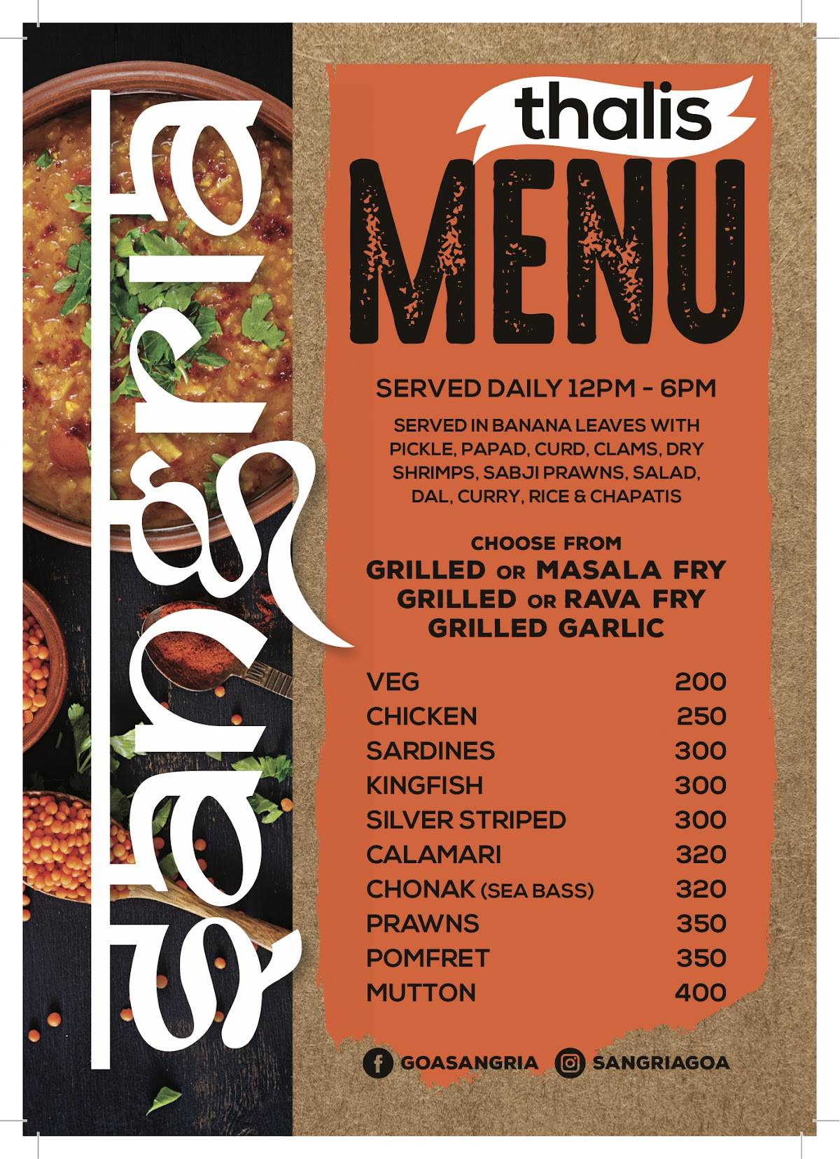 SANGRIAGOA menu