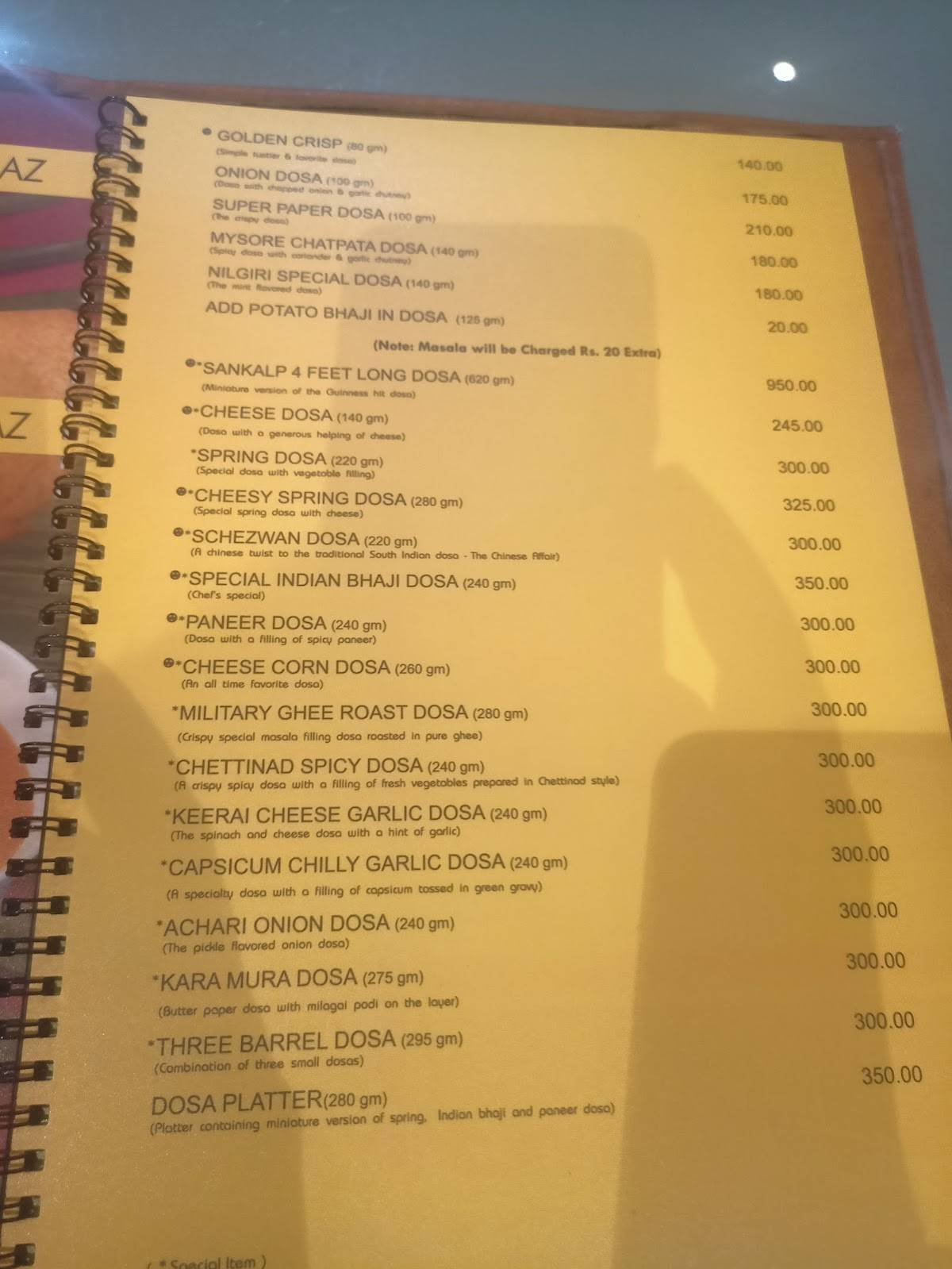 Sankalp Restaurant - South Indian Restaurant in Vadodara menu