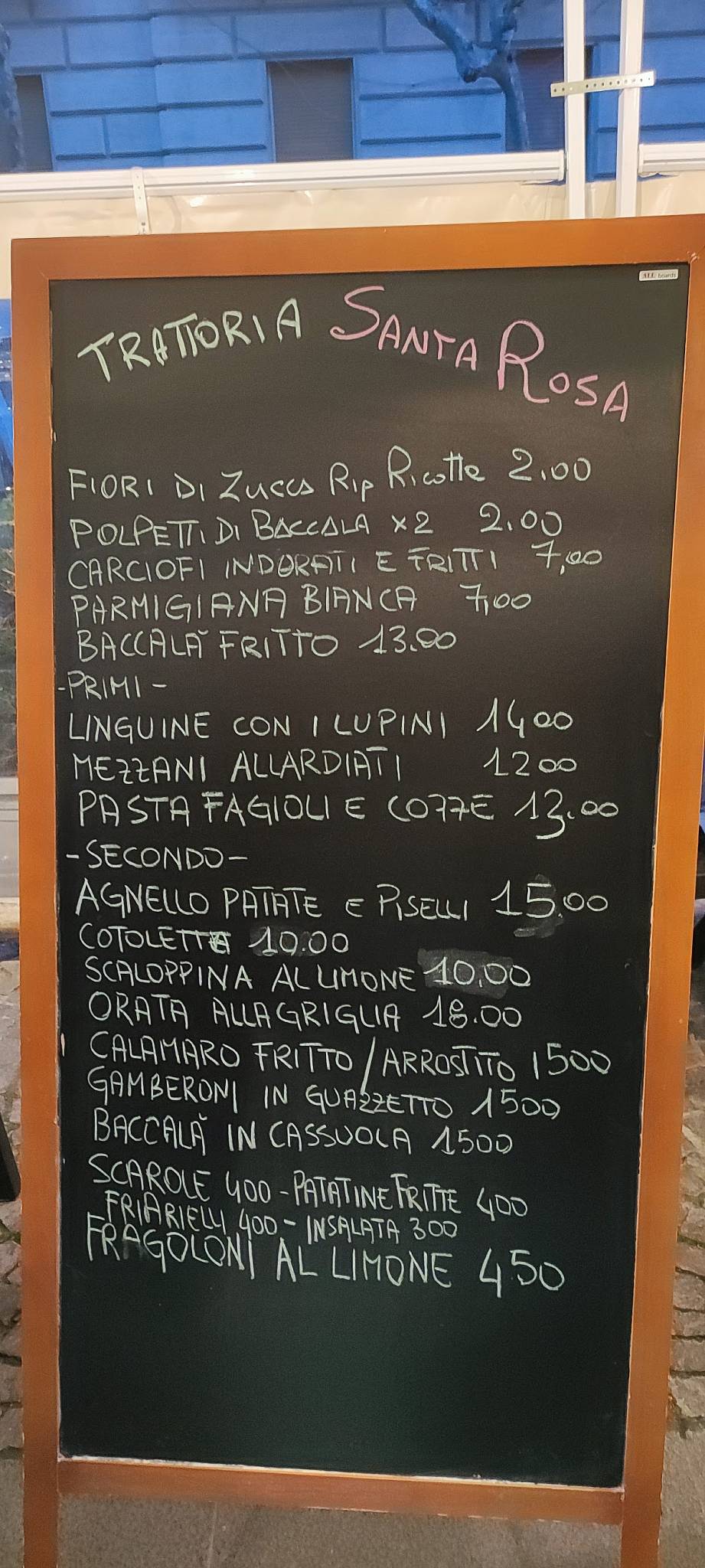 Menu di Santarosa Trattoria Artigianale 