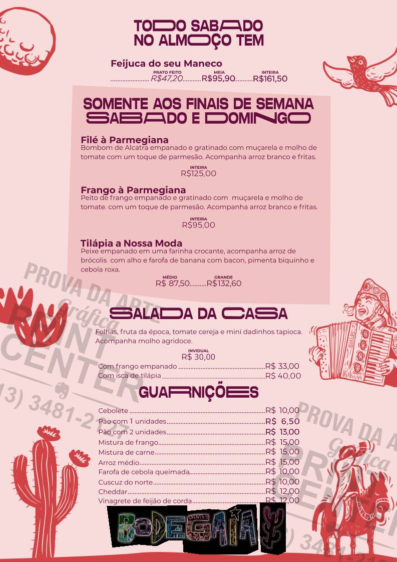 Bodegaia Restaurante e Cervejaria cardápio