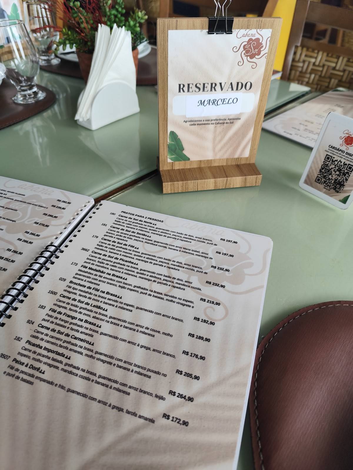 Cabana do Sol cardápio