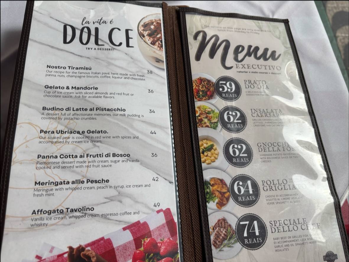 Trattoria Tavolino Higienópolis cardápio
