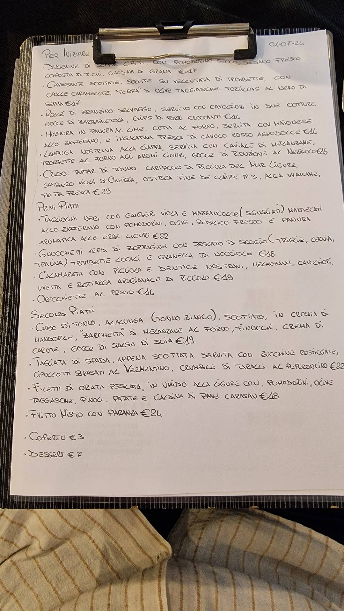 Menu di Sapore di Mare 