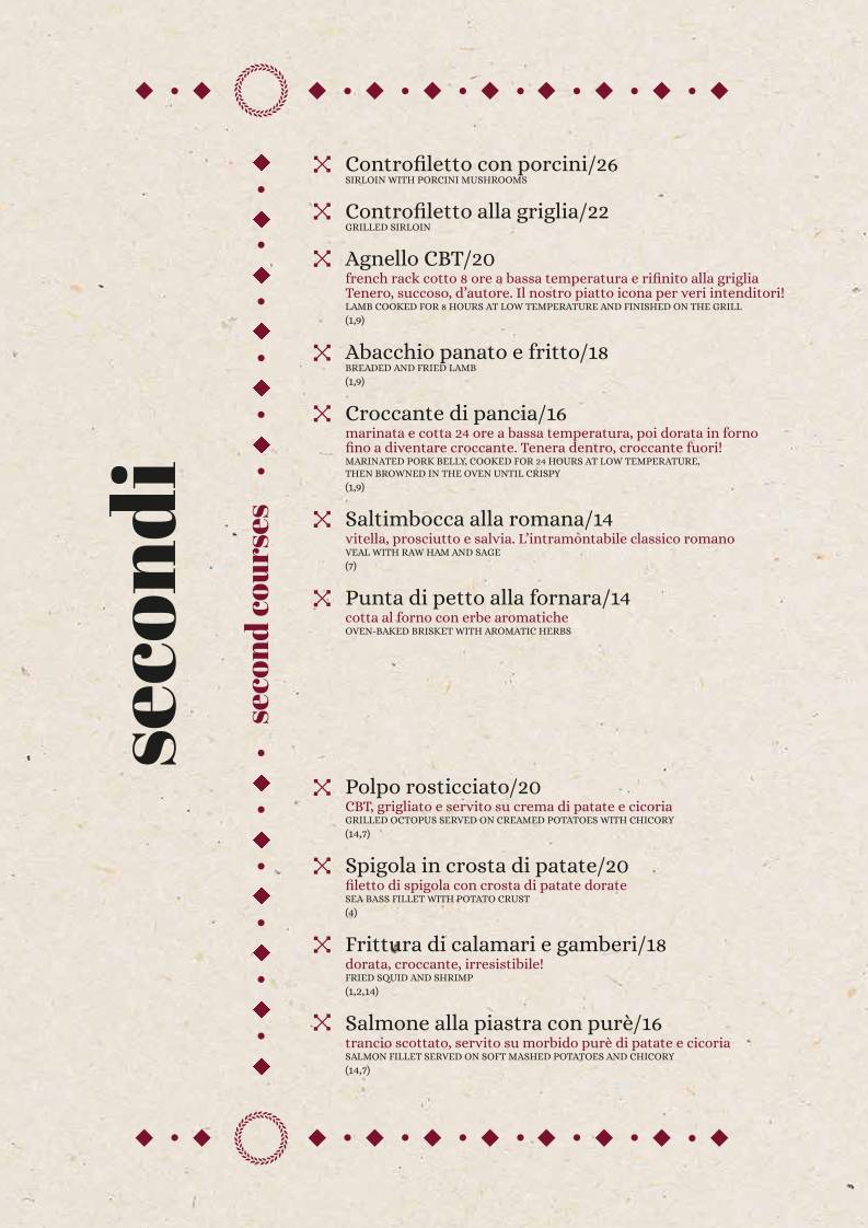 Menu di Sapore di Roma Fonte Meravigliosa 