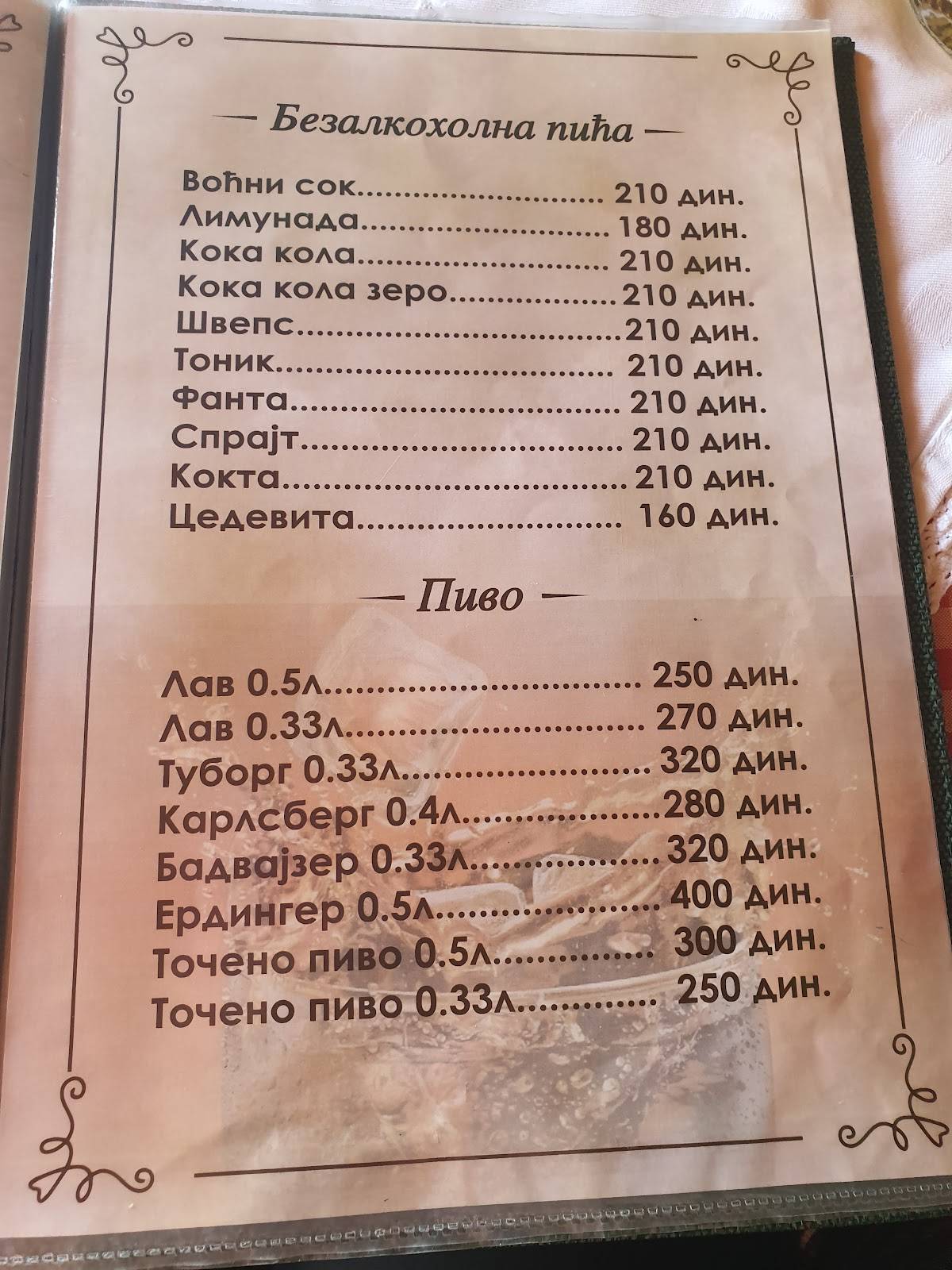 Menu de Šaran