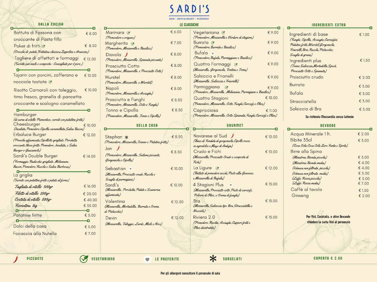 Menu di Sardi's Restaurant 