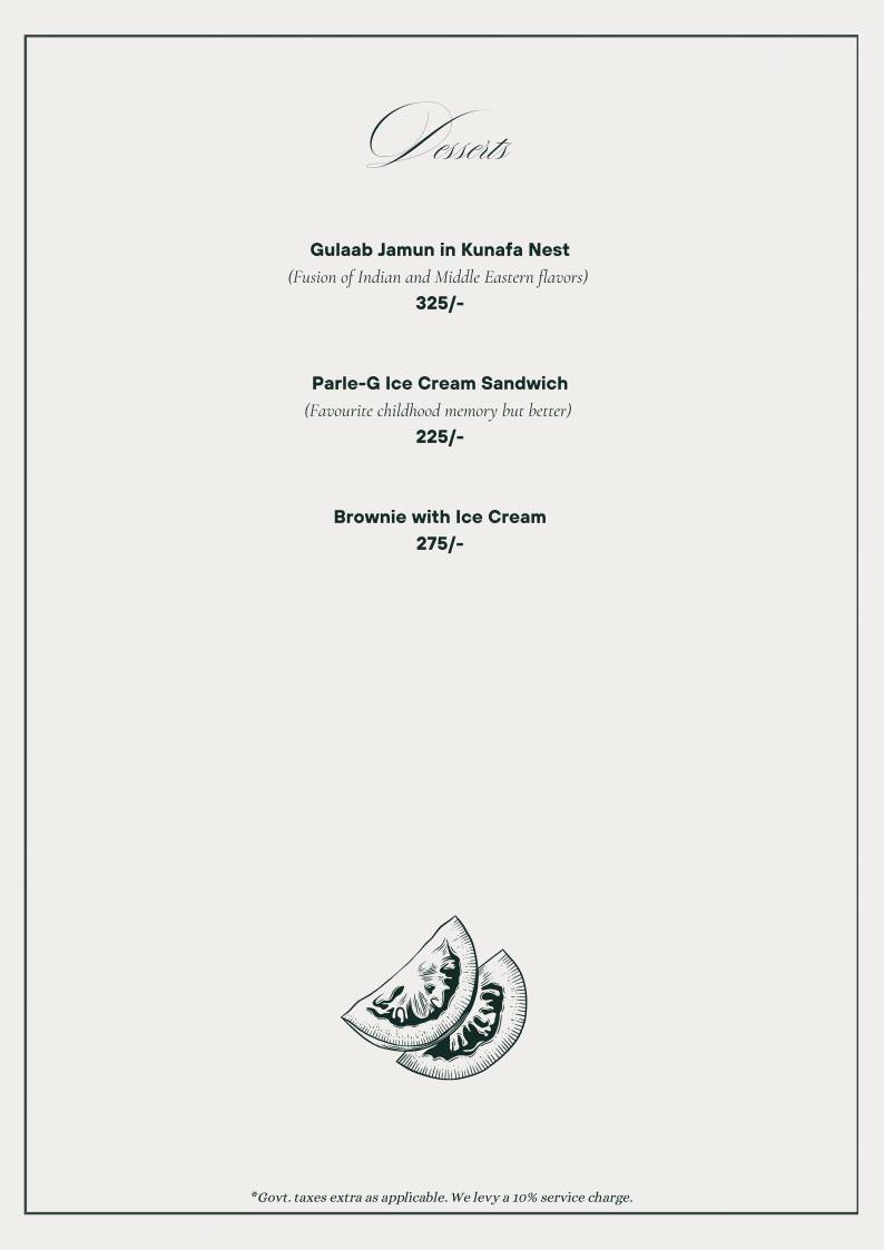 Savanna Sky Lounge & Bar menu