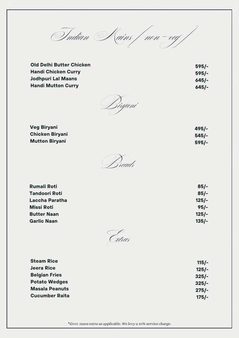 Savanna Sky Lounge & Bar menu