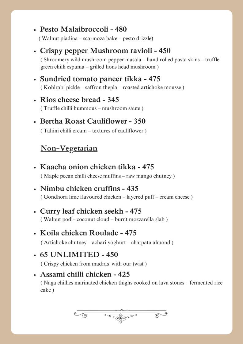 Menu at Savoury Bottega, Chennai