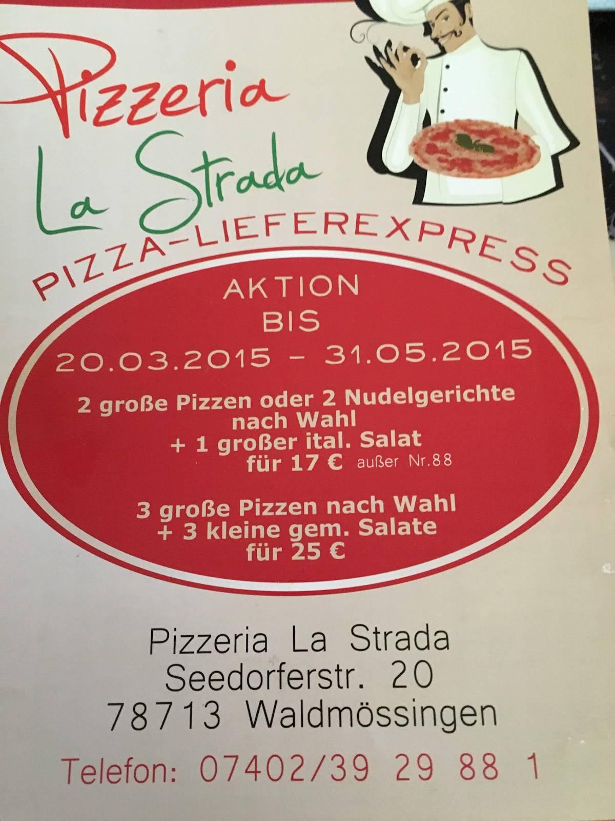 Меню Pizzeria La Strada, Шрамберг