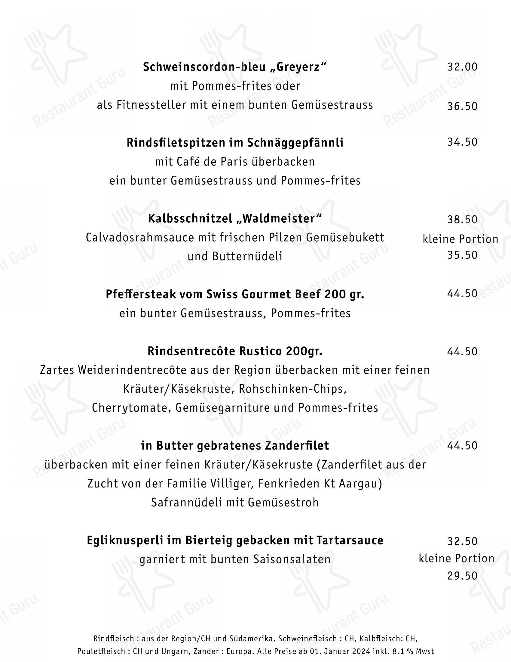 Schützenmatt in Inwil - Menu