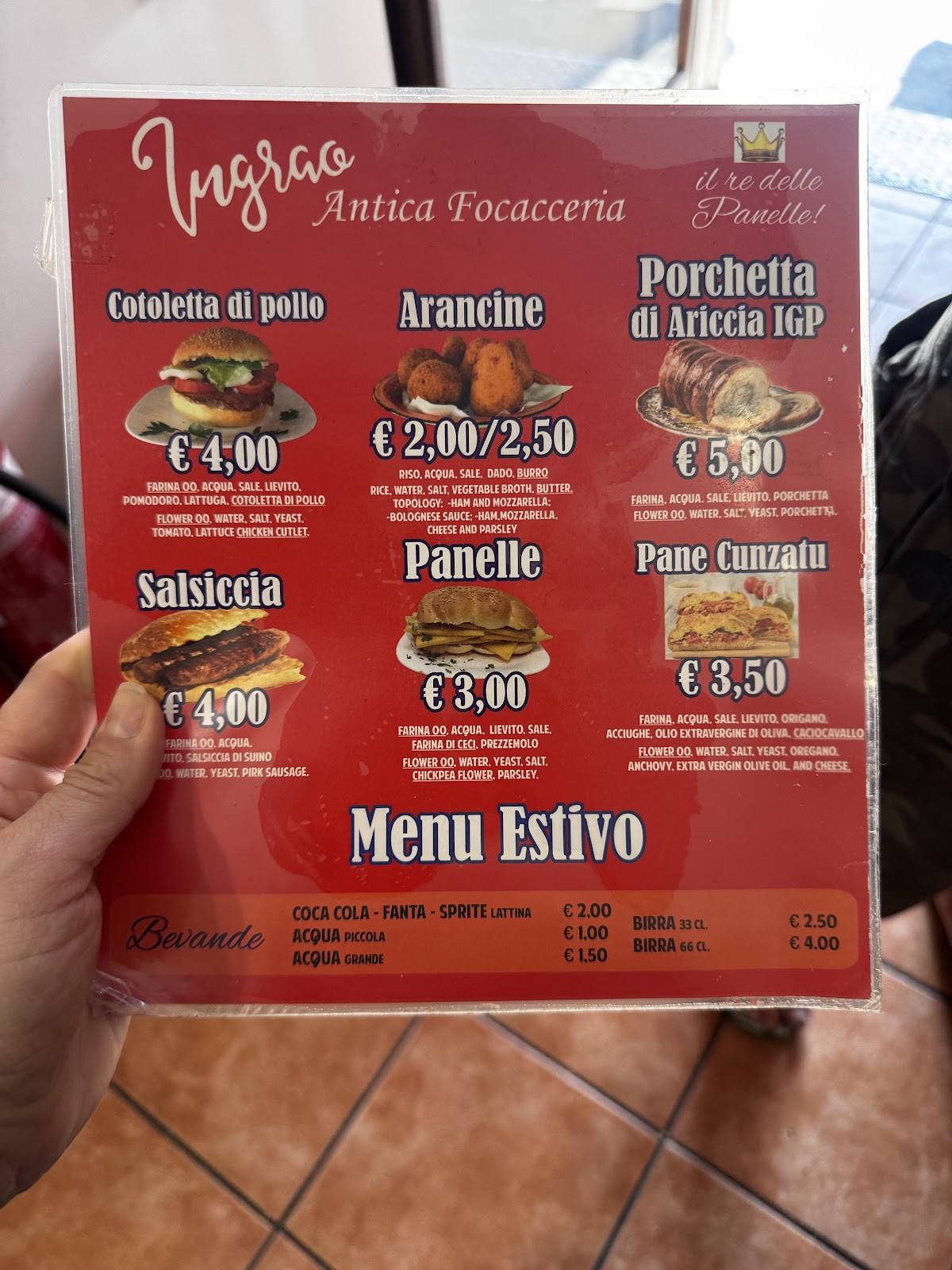 Menu di Antica focacceria Ingrao 