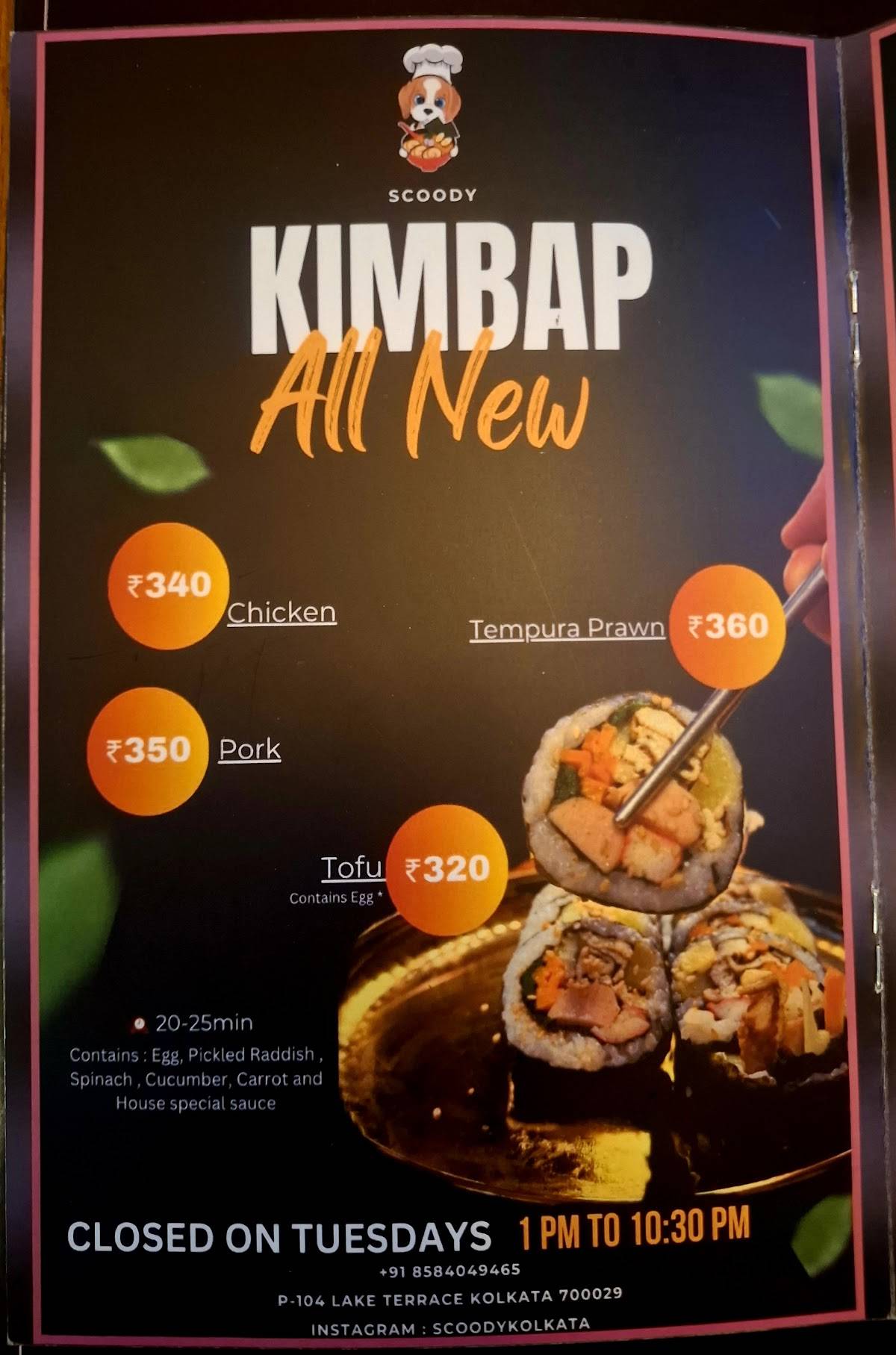 Scoody menu