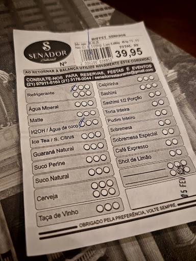 Senador Restaurante cardápio