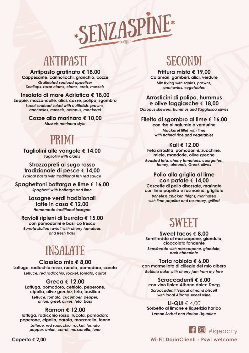 Menu di Senzaspine Tapas Bar Ristorantino 