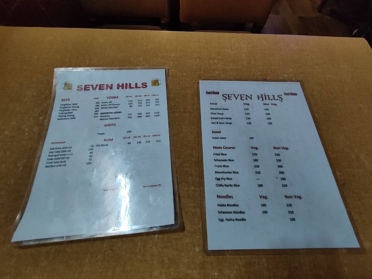 Seven Hills Juhu menu